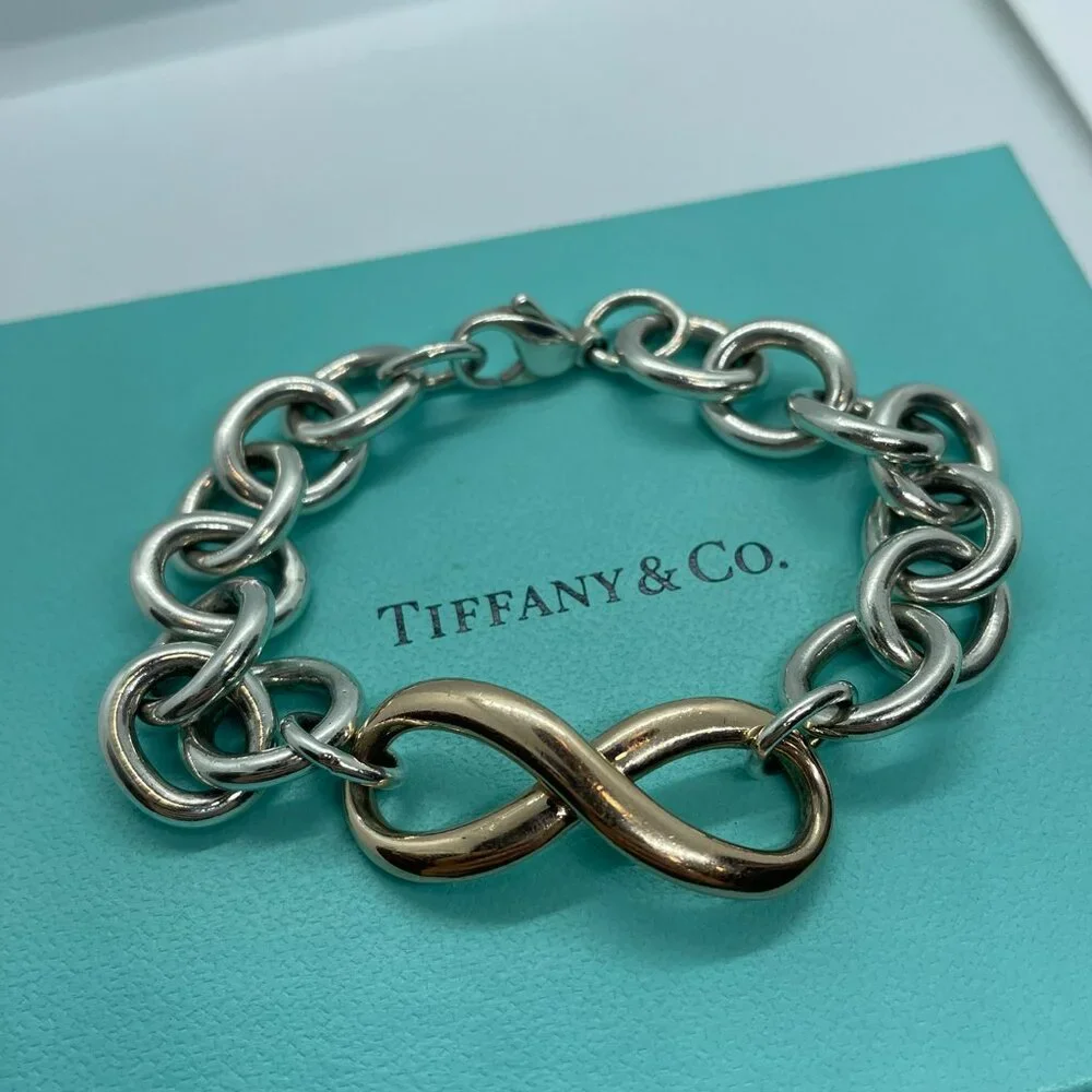 Tiffany & Co Authentic Chunky Large Link Rubedo Silver Infinity Bracelet 7.5" - Picture 8 of 14